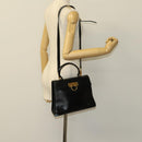 Salvatore Ferragamo Gancini Hand Bag Leather 2way Black Gold Auth BD1703-22