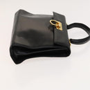 Salvatore Ferragamo Gancini Hand Bag Leather 2way Black Gold Auth BD1703-3