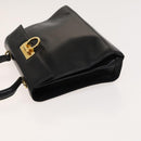Salvatore Ferragamo Gancini Hand Bag Leather 2way Black Gold Auth BD1703-4