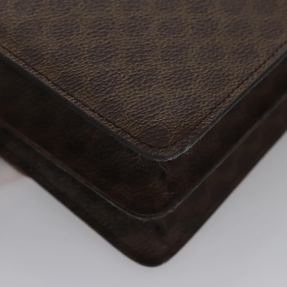 CELINE Macadam Canvas Hand Bag PVC Leather Brown Gold Auth BD171
