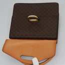 CELINE Macadam Canvas Hand Bag PVC Leather Brown Gold Auth BD171-10