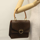 CELINE Macadam Canvas Hand Bag PVC Leather Brown Gold Auth BD171-25