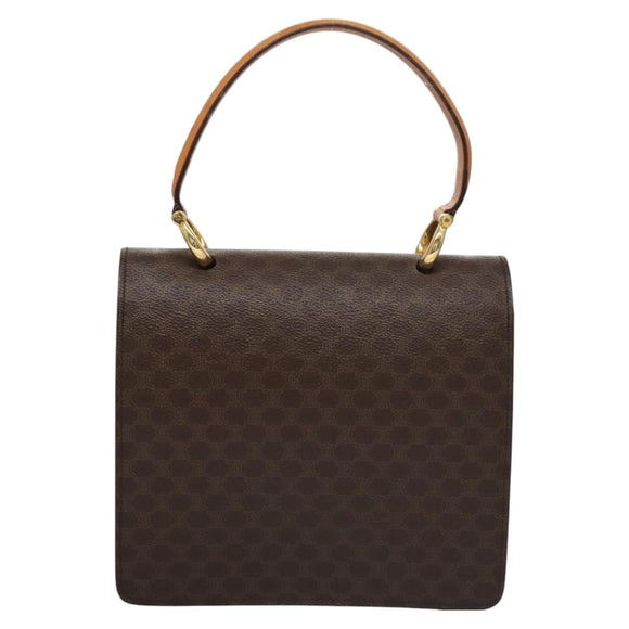 CELINE Macadam Canvas Hand Bag PVC Leather Brown Gold Auth BD171