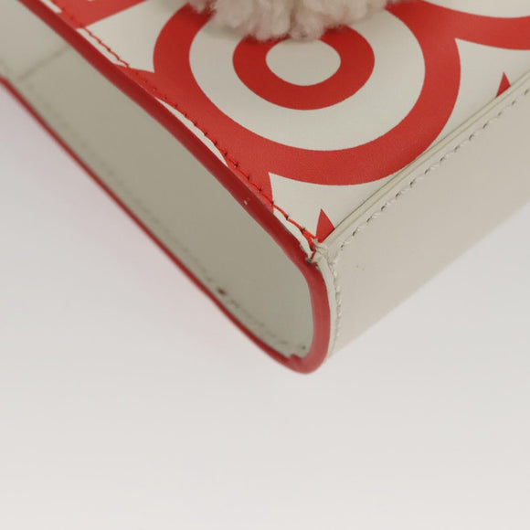 FENDI Bunny Mark Jacobs Collaboration Bag Leather White Red Silver Auth BD1711AM