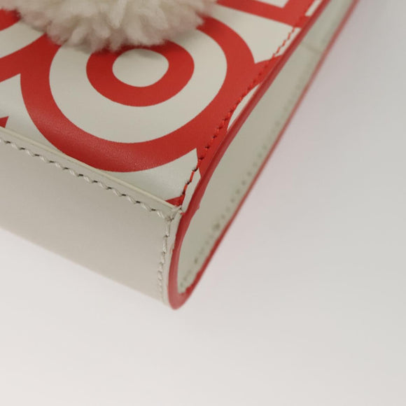 FENDI Bunny Mark Jacobs Collaboration Bag Leather White Red Silver Auth BD1711AM