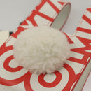 FENDI Bunny Mark Jacobs Collaboration Bag Leather White Red Silver Auth BD1711M-18