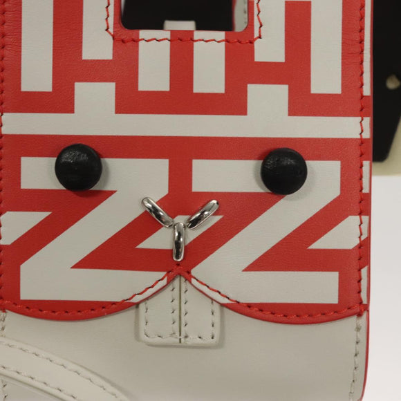 FENDI Bunny Mark Jacobs Collaboration Bag Leather White Red Silver Auth BD1711AM