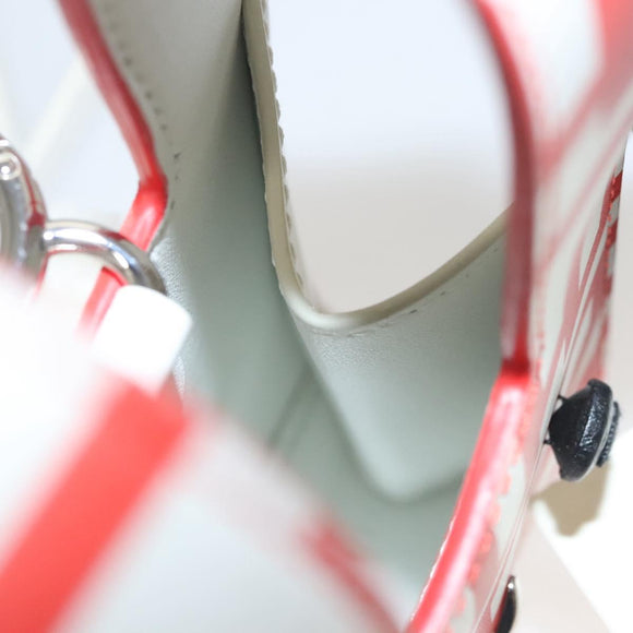 FENDI Bunny Mark Jacobs Collaboration Bag Leather White Red Silver Auth BD1711AM