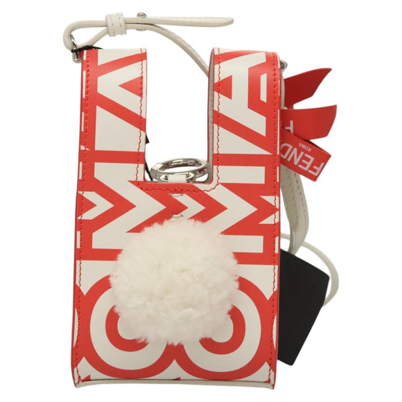 FENDI Bunny Mark Jacobs Collaboration Bag Leather White Red Silver Auth BD1711AM