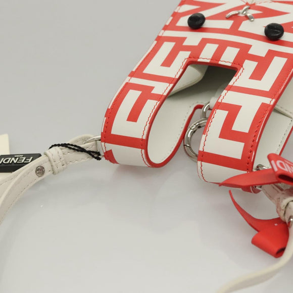 FENDI Bunny Mark Jacobs Collaboration Bag Leather White Red Silver Auth BD1711AM