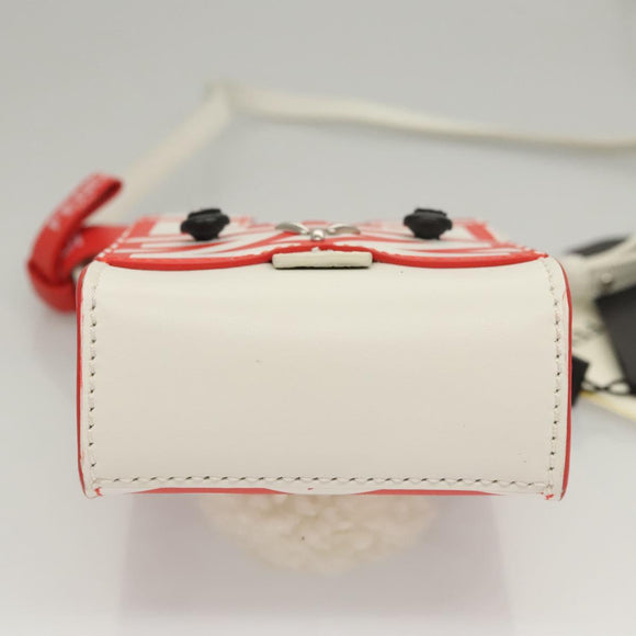 FENDI Bunny Mark Jacobs Collaboration Bag Leather White Red Silver Auth BD1711M