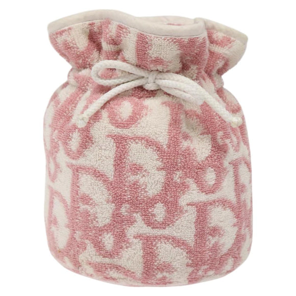 Christian Dior Trotter Canvas Pouch Pile Pink Auth BD1717