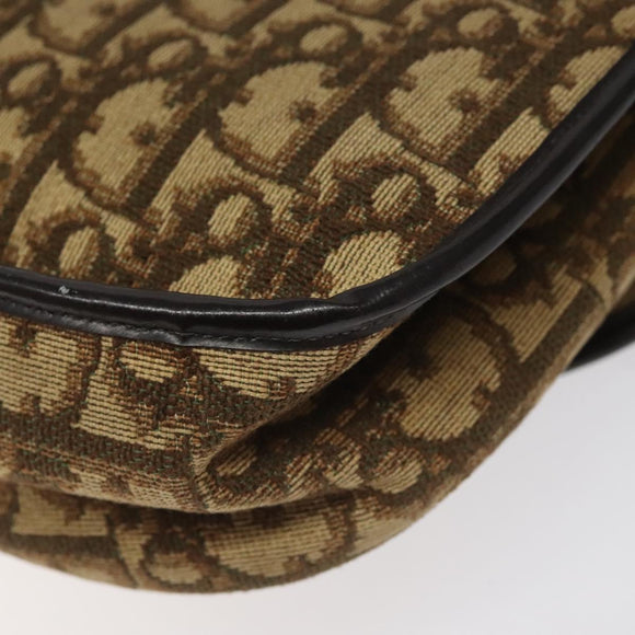 Christian Dior Trotter Canvas Shoulder Bag Brown Gold Auth BD172
