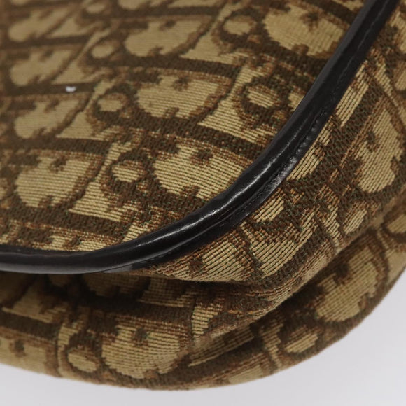 Christian Dior Trotter Canvas Shoulder Bag Brown Gold Auth BD172