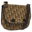 Christian Dior Trotter Canvas Shoulder Bag Brown Gold Auth BD172-1