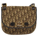 Christian Dior Trotter Canvas Shoulder Bag Brown Gold Auth BD172-13
