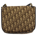 Christian Dior Trotter Canvas Shoulder Bag Brown Gold Auth BD172-2