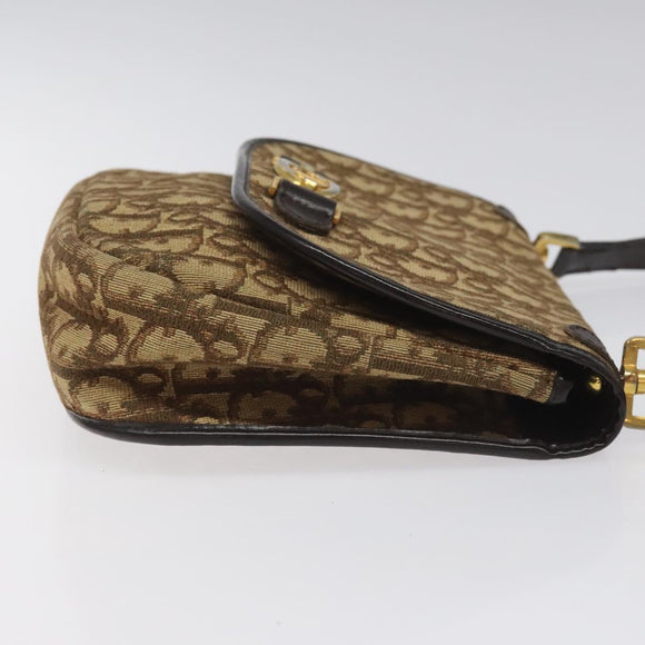 Christian Dior Trotter Canvas Shoulder Bag Brown Gold Auth BD172
