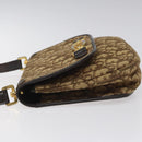 Christian Dior Trotter Canvas Shoulder Bag Brown Gold Auth BD172-4
