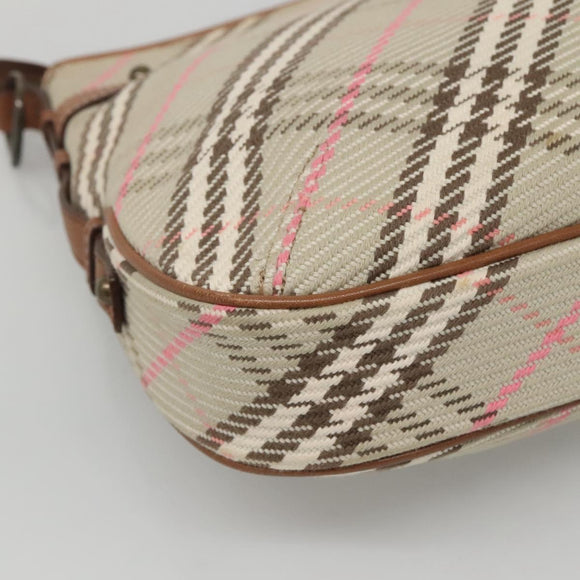 BURBERRY Nova Check Blue Label Shoulder Bag Canvas Beige Auth BD1720