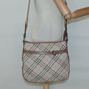 BURBERRY Nova Check Blue Label Shoulder Bag Canvas Beige Auth BD1720-19