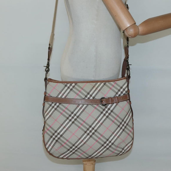 BURBERRY Nova Check Blue Label Shoulder Bag Canvas Beige Auth BD1720