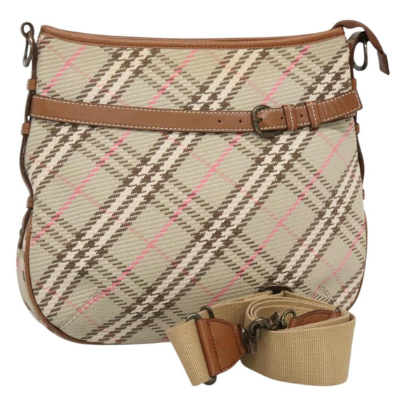BURBERRY Nova Check Blue Label Shoulder Bag Canvas Beige Auth BD1720