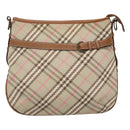BURBERRY Nova Check Blue Label Shoulder Bag Canvas Beige Auth BD1720-13