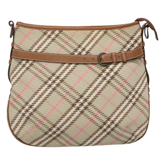 BURBERRY Nova Check Blue Label Shoulder Bag Canvas Beige Auth BD1720