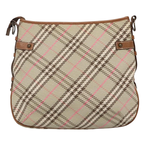 BURBERRY Nova Check Blue Label Shoulder Bag Canvas Beige Auth BD1720