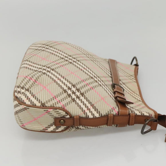 BURBERRY Nova Check Blue Label Shoulder Bag Canvas Beige Auth BD1720