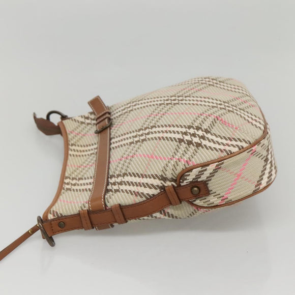 BURBERRY Nova Check Blue Label Shoulder Bag Canvas Beige Auth BD1720