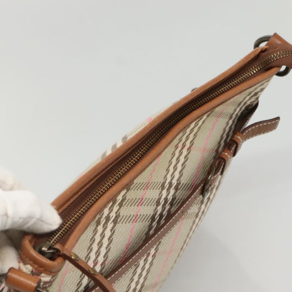 BURBERRY Nova Check Blue Label Shoulder Bag Canvas Beige Auth BD1720