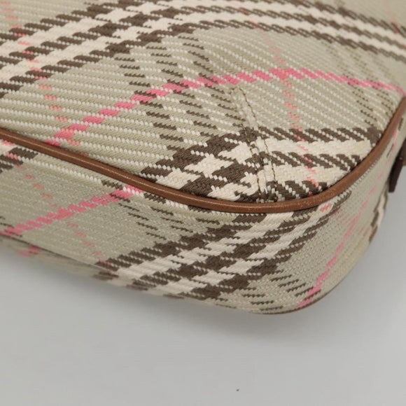 BURBERRY Nova Check Blue Label Shoulder Bag Canvas Beige Auth BD1720