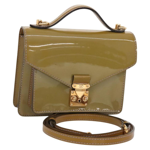 LOUIS VUITTON Monogram Vernis Monceau BB Bag 2way Veil Olive M91578 Auth BD1730
