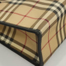 BURBERRY Nova Check Hand Bag PVC Beige Silver black Auth BD1739-9