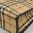BURBERRY Nova Check Hand Bag PVC Beige Silver black Auth BD1739-14