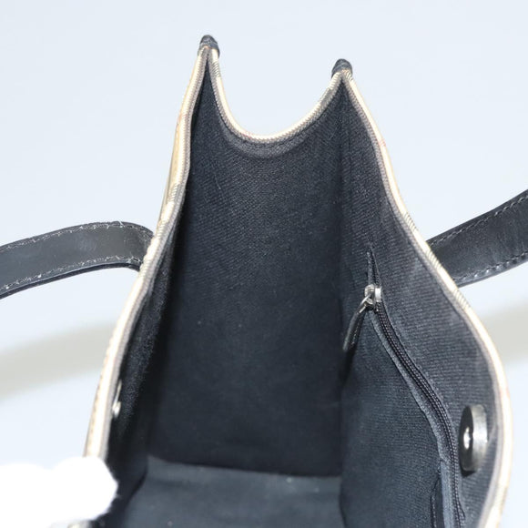 BURBERRY Nova Check Hand Bag PVC Beige Silver black Auth BD1739