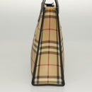 BURBERRY Nova Check Hand Bag PVC Beige Silver black Auth BD1739-3