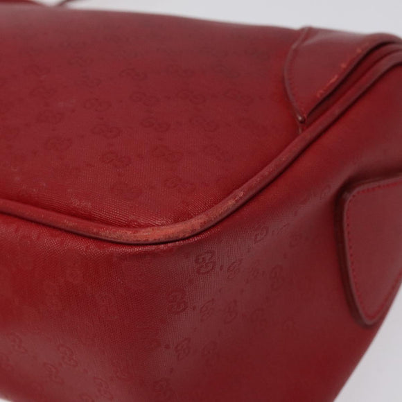 GUCCI Micro GG Supreme Shoulder Bag PVC Gold Red Auth BD174