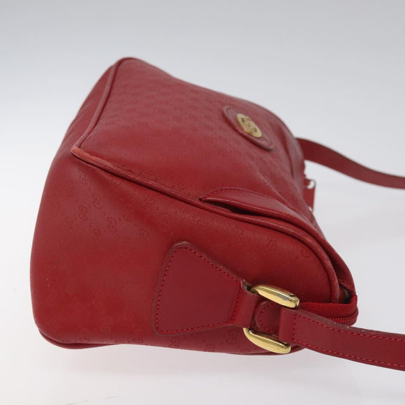 GUCCI Micro GG Supreme Shoulder Bag PVC Gold Red Auth BD174