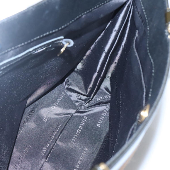 BURBERRY Nova Check Tote Bag Wool Beige Black gold Auth BD1763