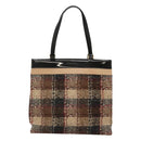 BURBERRY Nova Check Tote Bag Wool Beige Black gold Auth BD1763-13