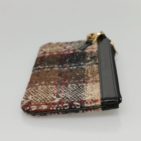 BURBERRY Nova Check Tote Bag Wool Beige Black gold Auth BD1763