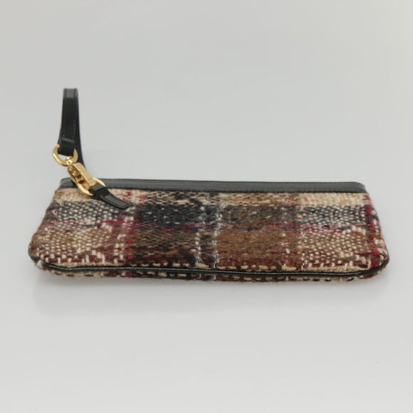 BURBERRY Nova Check Tote Bag Wool Beige Black gold Auth BD1763