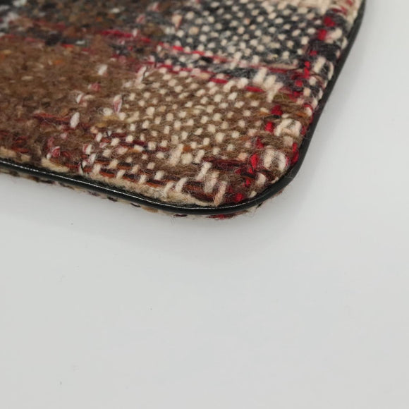 BURBERRY Nova Check Tote Bag Wool Beige Black gold Auth BD1763