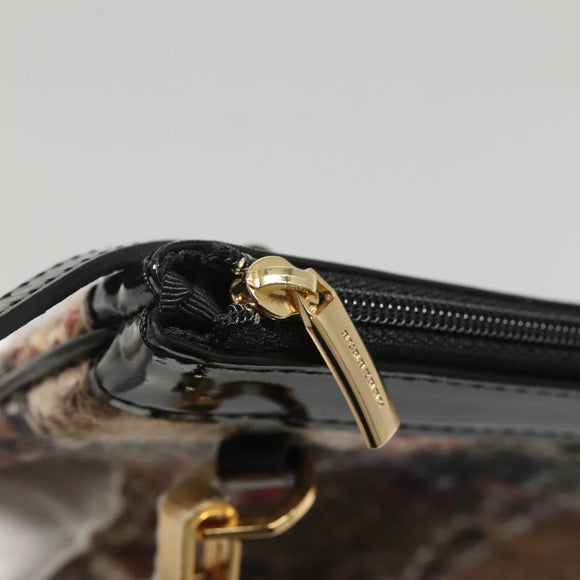 BURBERRY Nova Check Tote Bag Wool Beige Black gold Auth BD1763