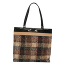 BURBERRY Nova Check Tote Bag Wool Beige Black gold Auth BD1763-2