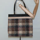 BURBERRY Nova Check Tote Bag Wool Beige Black gold Auth BD1763-31