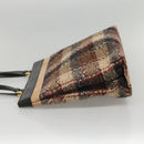 BURBERRY Nova Check Tote Bag Wool Beige Black gold Auth BD1763-3